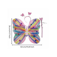 3 Pieces Glitter Accents Butterfly Costume Wings Wand Headband Butterfly Wings Set Party Supply for Halloween