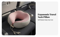 Breathable U-Shaped Travel Pillow Washable Cover Memory Foam Neck Pillow Adjustable Fit for Travelers, Airplane, Car, Office