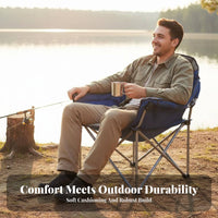 Foldable Design Portable Armchair with beverage Holder sturdy Frame Folding Chair Includes Carrying Bag Camp Seat Insulated chiller Pouch for Beach&travelers, Spectators, Camping, Fishing, Beach, outdoor dining