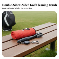 Sport Towel and Brush Set Microfiber Sport Club Cleaning Kit Sports Equipment Great Gift Suggestion With Carabiner Fastener