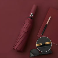 Automatic Sun and Rain Umbrella, Thickened Windproof Folding, Black Coating, Large Coverage, Durable for School and Travel
