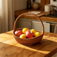 Boat-Shaped Basket with Handle Farmhouse Woven Basket with Handle Open-Top for Kitchen, Dining Table, Weddings