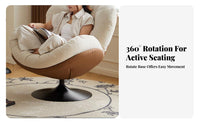 Retro Design & Appearance rotate ovoid Chair Plush Cushioning Indoor Furniture Ergonomic Design accent Seating gentle texture for Readers, Interior Decorators, Homeowners, Living Room, Balcony, Lounge Area, perusing corner