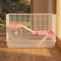 Transparent Hamster Cage, 23 Double Layer Large Castle (with Water Bottle/Food Bowl/Running Wheel), Luxury Hamster Cage with Wire Large Space
