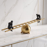 Balance Sculpture with Figurines Sophisticated Ladder Balance Statue Sleek Ladder Statue for TV Stand