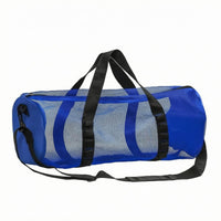 Zippered Mesh Duffel Bag Adjustable Shoulder Strap Cylindrical Travel Bag Carry Handles Strapping Loops