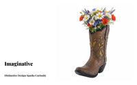 Cowboy Boot Vase Soilless Friendly Western Boot Planter Creative Design Western Design Vase for Cowgirls, Living Room, Office Desk, Bookshelf