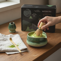 Japanese Matcha Tea Ceremony Set with Ceramic Bowl and Whisk