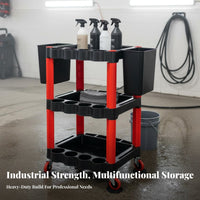 Multi-Functional Car Detailing Trolley On Wheels Auto Detailing Cart Heavy Duty Car Wash Utility Cart Easy Assembly for Technicians, Tradespeople, DIY Enthusiasts, Garage, Warehouse, Factory
