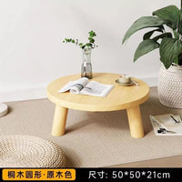 实木飘窗小桌子家用榻榻米茶桌炕桌飘窗茶台日式坐地矮桌茶几圆桌 45-45-21-圆形碳化色+清漆