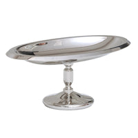 Stainless Steel Oval Serving Tray with Pedestal Mirror-Finish Pedestal Serving Tray Compact Stand Easy to Clean for Hosts, Home Entertaining