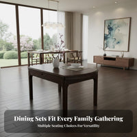 Modern Chinese Design Dining Set Wear-Resistant Extendable Dining Table and Chairs Solid Wood Kitchen Table Set for Families, Homeowners