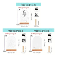 3 Pieces Eid Mubarak Acrylic Standee Tabletop Display Arch-Shaped Acrylic Plaque