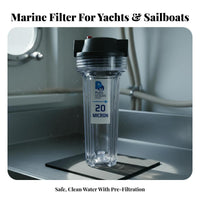 5 & 20 Micron Filtration Yacht Water Producer Filter 316L Stainless Steel Option Seawater Pre-Filter Module for Boat Owners, Sailors, Yachts, Sailboats