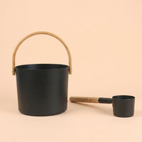 Home Sauna Bucket and Ladle Set with 7 Liter Capacity, Lightweight Aluminum Pail for Steam Room Sessions