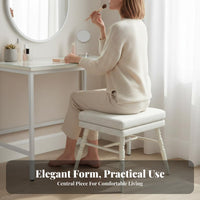French design Upholstered Makeup Seat Elegant Design Upholstered Accent Seat Soft padding Vanity Stool Sturdy Construction for Women, Adults, Apartment Dwellers, Bedroom, Dressing Area, Walk-in Closet, Living Room