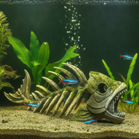 Aquarium Dinosaur Skeleton Skull Fish Bone Hideout Decoration