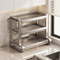 Stainless Steel Dish Rack and Draining Rack with Drip Tray, Kitchen Dish Rack for Home Apartment Kitchen