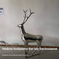 Hollow Animal Sculpture Rust Resistant Stainless Steel Statue Sturdy Metal Construction Modern Landmark Sculpture for Public Square, Park