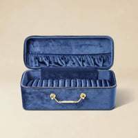 Bracelet Storage Case Zipper Closure Velvet Bracelet Box Gold-Tone Handle Travel-Friendly Jewelry Case