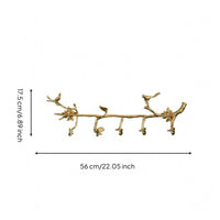 Bird Wall Hook goldenToned Branch Coat Hook Rack Multi Purpose Home Storage