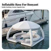 Buoyant Island with Canopy Portable Design Inflatable Buoyant Pavilion Large Capacity Inflatable Water Cabana for Yacht Owners, Boaters, Sea, Lake