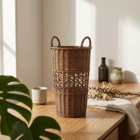 Tall Wicker Basket Built-in Handles Handwoven Basket Material