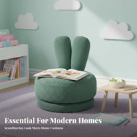 Nordic Design CreatureShaped kids' Chair Supportive Backrest rabbit Ear rotate Seat Plush Comfort children's Furniture Soft fuzzy Texture for Toddlers, Preschoolers, Parents, Playroom, Nursery, Living Room, perusing corner
