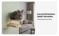 Solid Wood Construction Wall Mounted Cat Steps Space Saving Wooden Cat Climbing Steps Scratch Friendly Easy Installation for Cats, Kittens