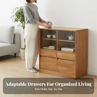 Modular Wooden Display Unit With Glass Doors Multi-Compartment Cabinet Japanese Design Bookcase for Students, Homeowners, Living Room, Bedroom