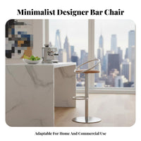 Minimalist Design Adjustable Pedestal Stool Upholstered Seat Pedestal Bar Stool 360-Degree rotate Counter Chair Stable Base for Interior Designers, Homeowners, Business Owners, Reception Desk, Restaurant, Bistro, Kitchen