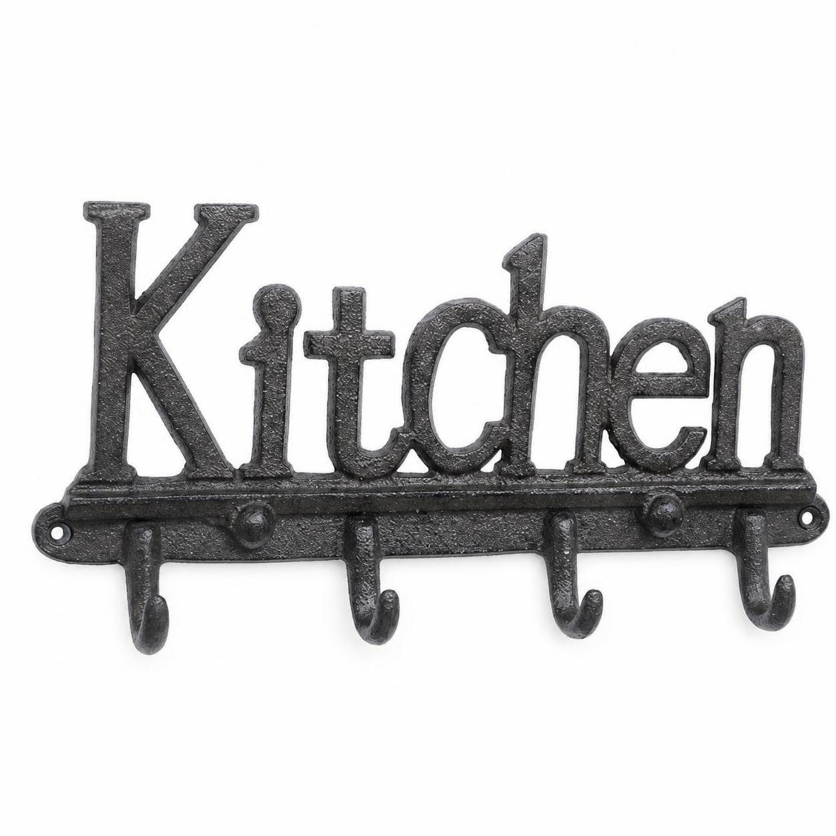 Rustic Kitchen Hook Rack Cast Iron Metal Hook Rack Sturdy Key Holder with 4 Hooks Sturdy for Homeowners