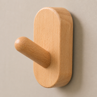 Wooden Coat Hook, Pre-mounted Wall Mounted Single Wood Hook, Nordic Wood Coat Hooks for Kids Room, 15kg Capacity