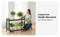 With casters Tiered Plant Stand Multitiered Rolling Flower Pot Stand Space-Saving Display Shelf Easy Assembly for Gardening lovers, Apartment Dwellers, Balcony, Living Room, Porch, Corner