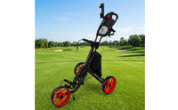 Compact 3-Wheel Golf Push Cart Adjustable Foldable Golf Push Cart Stable Ergonomic for Golfers