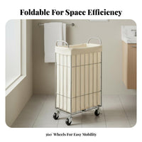 Foldable Design Rolling Laundry Basket Large Capacity Collapsible Laundry Cart Multifunctional for Students, Bathroom, Bedroom, Small Areas