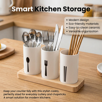Cutlery Organiser with Draining Base, Kitchen Storage for Forks Spoons, Light Luxury Kitchen Storage Box, Utensil Holder for Kitchen Countertop