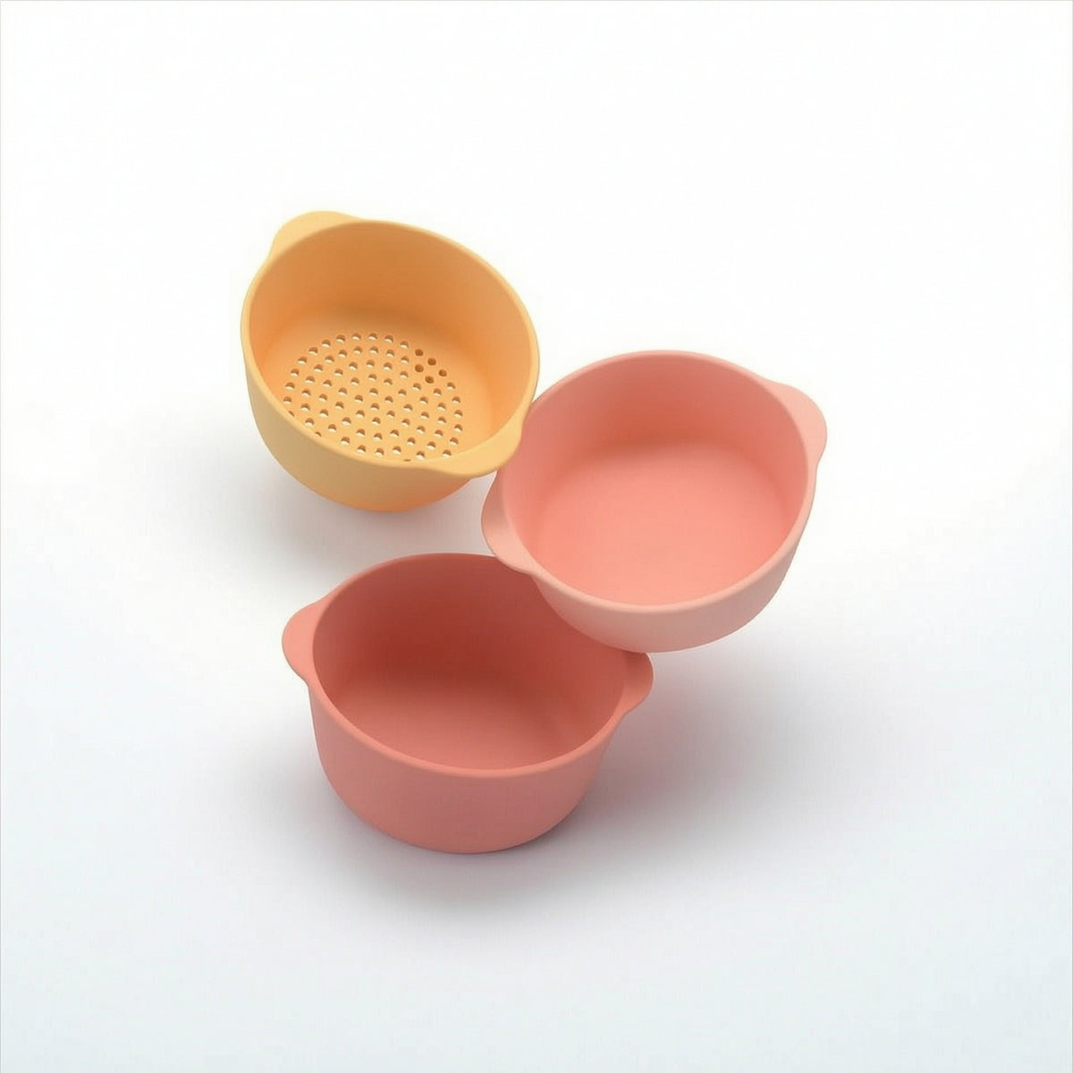 3 Pieces Silicone Nesting Bowl Set Food-Grade Nesting Bowls with Handles Mixing Bowl with Handles Stackable BPAwithout