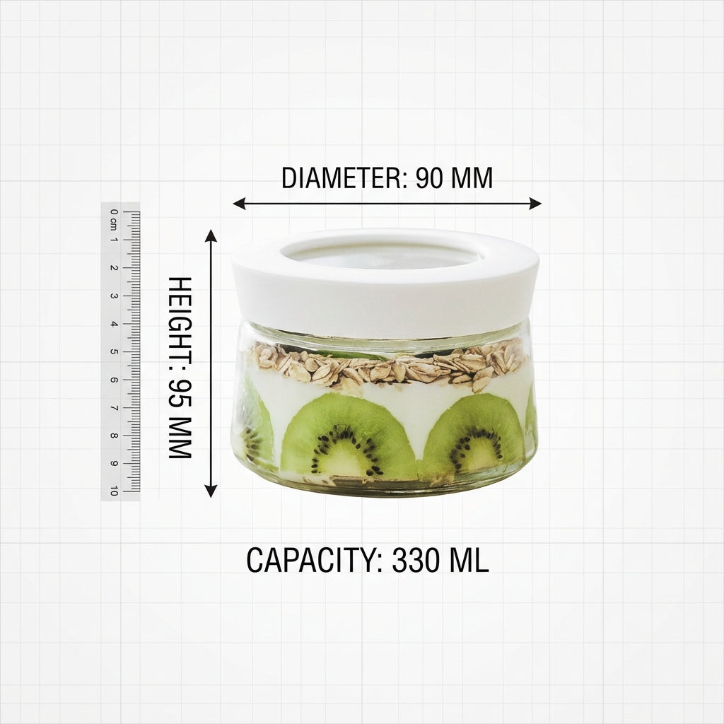 Overnight Oats Jar Leak Secure Seal Glass Overnight Oats Jar Leak-Secure Portable Yogurt Container for Office Workers, Commuters, Breakfast, Travel