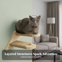 Solid Wood Construction Wall Mounted Cat Steps Space Saving Wooden Cat Climbing Steps Scratch Friendly Easy Installation for Cats, Kittens