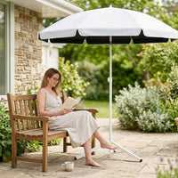 Outdoor Sunshade Umbrella for Patio Beach Camping - UV Protection Black Glue Coating