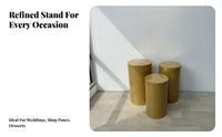 3 Pieces Cylinder Pedestal Set Graduated Sizes Cylinder Pedestal Stand Flat Top Round Column Stand Confection Table, Wedding, Reception