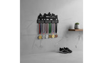 Medals Display Hanger Rack Metal Medals Display Hanger Black Ribbon Holder for Runners, Gymnasts, Bedroom, Office