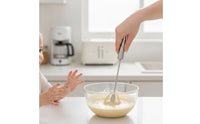 Stainless Steel Rotating Push Whisk Handheld Semi-Automatic Whisk Rust-Resistant Egg Beater Long-Lasting for Bakers, Baking