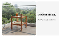 Japanese Design Two-Tier Glass Top Table Woven Rattan Shelf Nightstand Compact Size Home Furniture Slim Design for Apartment Dwellers, Homeowners, Students, Living Room, Bedroom, Balcony, Office