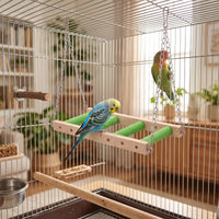 Textured Hanging Bird Ladder Natural Bird Ladder with Chains Long-Lasting Toy Sturdy for Small Birds, Parakeets, Budgies
