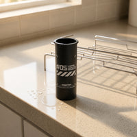 Cylindrical Aluminum Cutlery Tube Black Cutlery Storage Tube Slim Drawstring Pouch Set