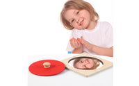 Educational Wooden Puzzle with Mirror Sensorial Circle Puzzle with Mirror Fine Motor Grasping Toy with Knob Learning for Playroom