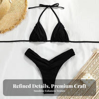 High Waist Triangle Bikini Sexy Design Triangle Bikini Set Material Adjustable Tie Swimsuit for Young Adults, Juniors, Beach, Summer, Sunbathing