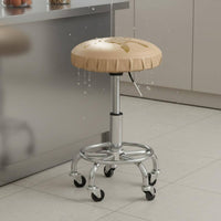 Round Stool Cover Oil-Resistant Waterproof Stool Slipcover Non-Slip PU Leather Seat Slipcover for Kitchen, Restaurant, Office